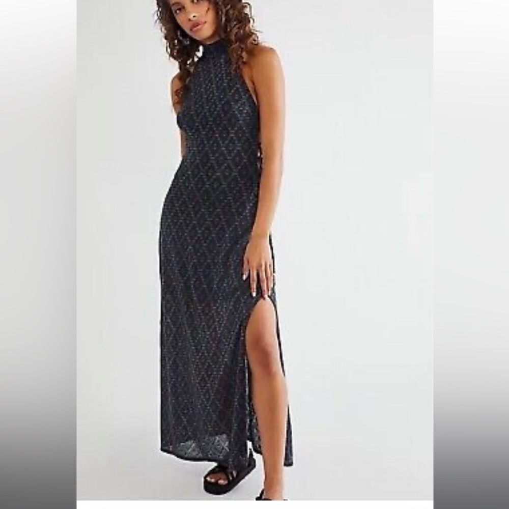 NWT Free People Frankie Maxi Dress XS Navy Combo Retail $148